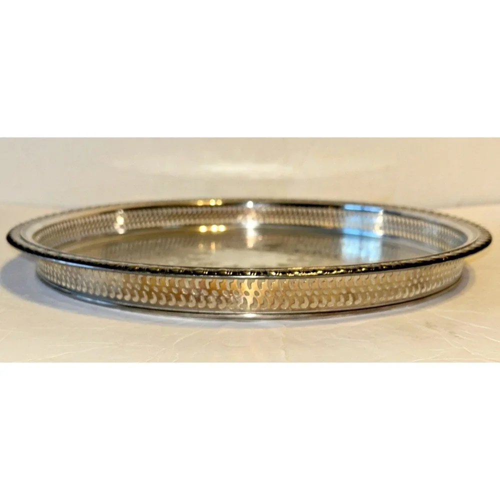 Oneida Silver Plate Decorative Serving‎ Tray with Ornate Pattern 15